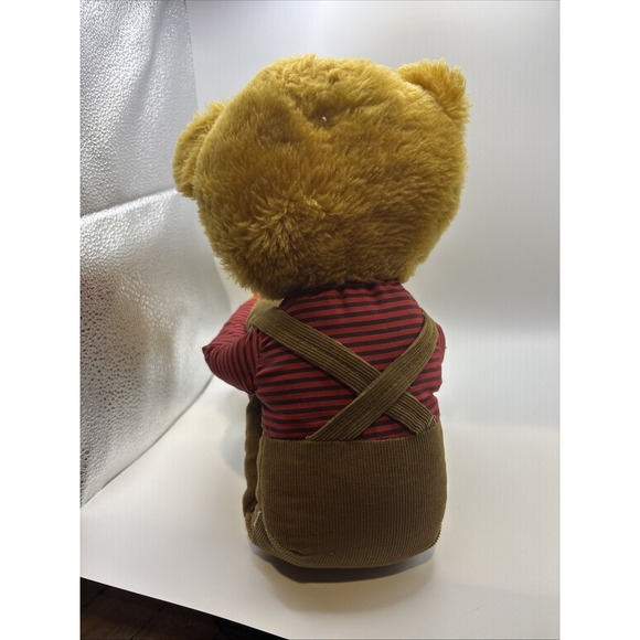 Knee Hugger Bear Plush Brown Corduroy Overalls 24" Long Cute Teddy - Picture 6 of 8